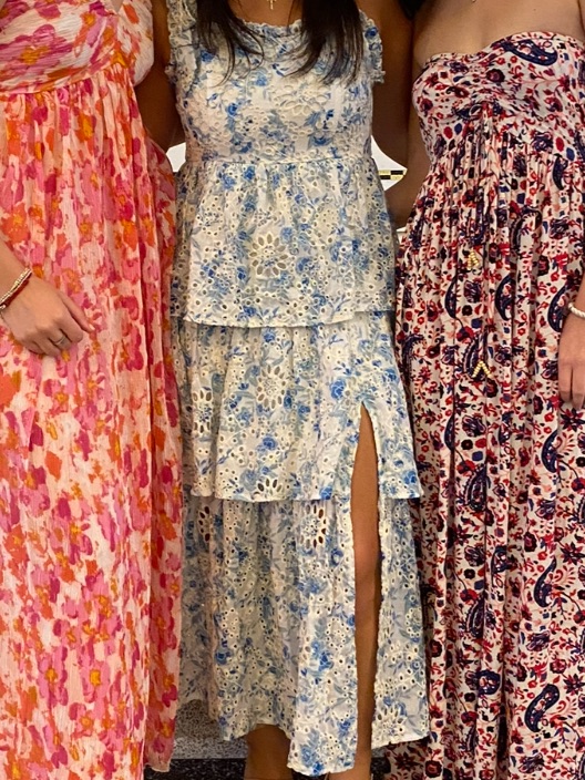 En Saison Floral Tiered Maxi Dress In Blue & White